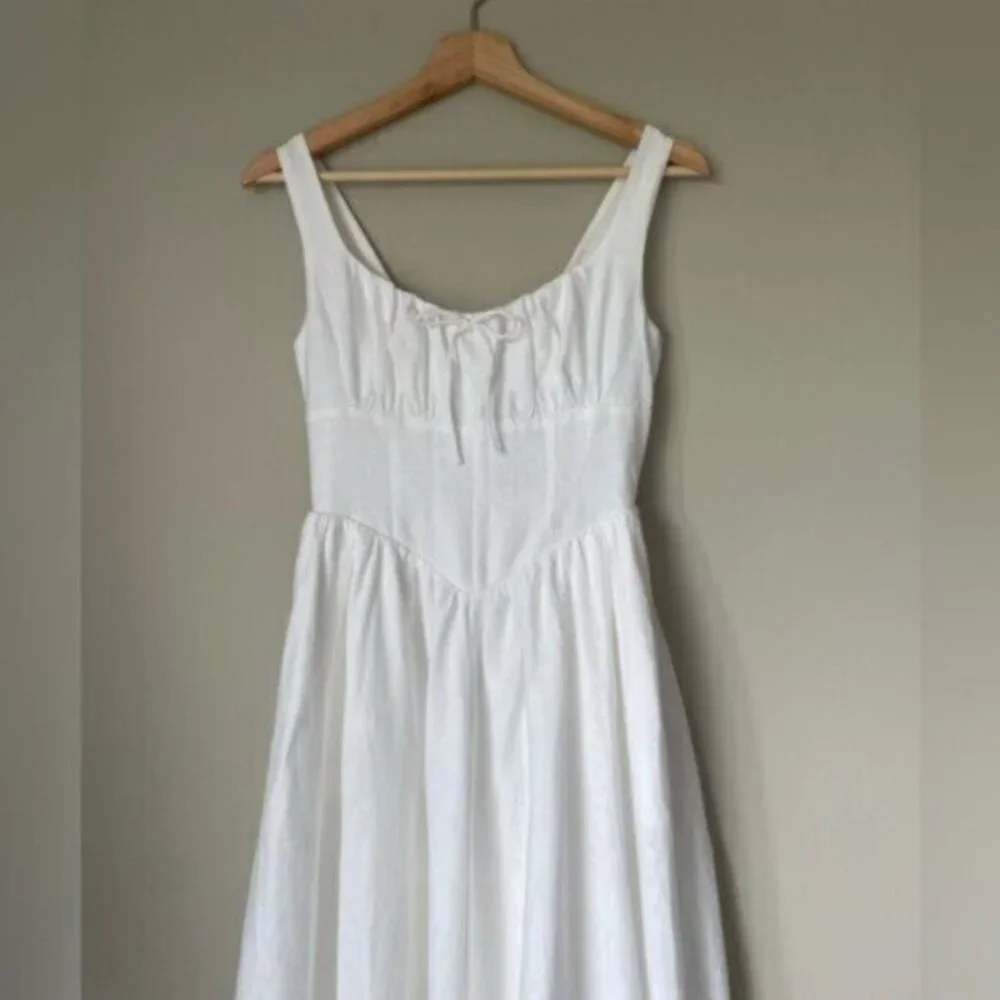 NEW Reformation Balia Linen Sleeveless Midi Dress in White | US 6 UK 10 - Picture 10 of 16
